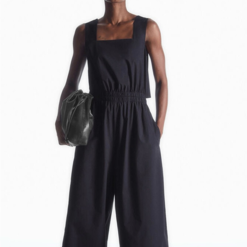 COS gathered open back jumpsuit - Navy